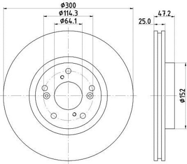 Диск гальмівний з покриттям PRO, задн. Hella Pagid 8DD355125101