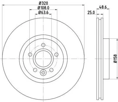 Диск гальмівний передній FORD KUGA II 13- TOURNEO CONNECT 15- TRANSIT CONNECT 13- Hella Pagid 8DD 355 125-151