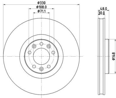 Диск гальмівний з покриттям PRO, передн. Hella Pagid 8DD355125331