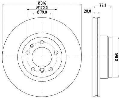 Диск гальмівний PRO High Carbon, передн. Hella Pagid 8DD355127161