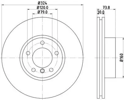 Диск гальмівний передній Bmw 5(E39) 3.0-4.0 + Diesel 98-04 Hella Pagid 8DD 355 127-621