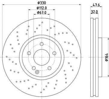 Диск гальмівний (High Carbon) передній MB E (W211), S (W220) 3.0-5.5 09.02-07.09 4-matic Hella Pagid 8DD 355 128-151