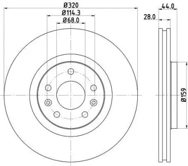 Диск гальмівний передній Renault Clio Iv, Espace V, Grand Scenic Iii, Grand Scenic Iv, Laguna, Laguna Iii, Megane Iii, Megane Iv, Scenic Iv 1.2-3.5 10.07- Hella Pagid 8DD 355 129-111