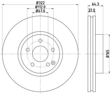 Гальмівний диск перед. DB C (W204, C204), E (W212, C207, A207), SLK (R172) 1.8-3.5 07- Hella Pagid 8DD 355 129-521