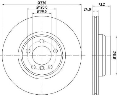 Диск тормозной передний BMW 3(F30) 2.0-3.0D 11.11- Hella Pagid 8DD 355 129-651