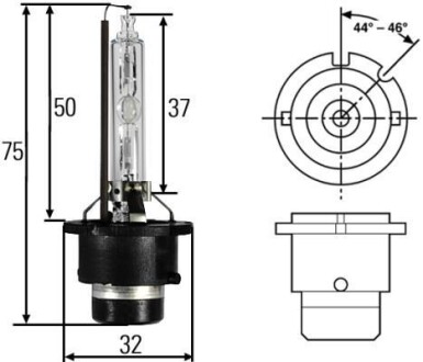 Лампа ксенон 85V D2S 35W P32d-2 4000K HELLA 8GS 007 949-261