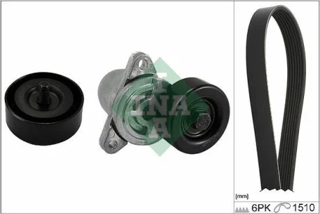 Комплект ременя генератора Hyundai Elantra III/Santa Fe I-II/Sonata V 2.0D/2.2D 01- (6PK1510) INA 529 0215 10