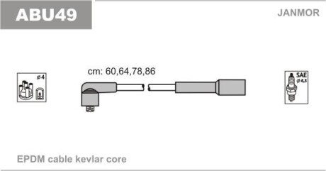 К-кт в/в проводов VW Bora/Golf 2.0 98-06 Janmor ABU49