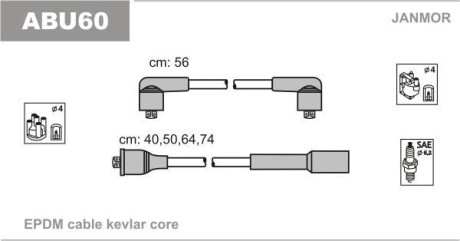 Провода в/в (каучук Kevlar/L 56cm) VW Golf III-IV 1.6 Janmor ABU60