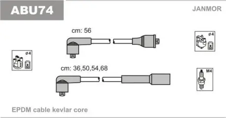 Высоковольтные провода (каучук) Skoda Octavia 1.6 96-04 Janmor ABU74
