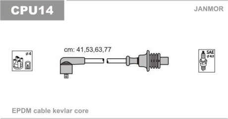 К-кт високовольтних проводiв Citroen, Peugeot 1.6-2.0 89- Janmor CPU14