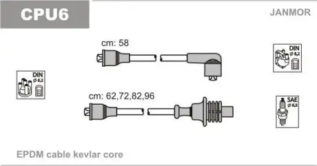 Високовольтні дроти Peugeot 205 1.6 87-92 Janmor CPU6