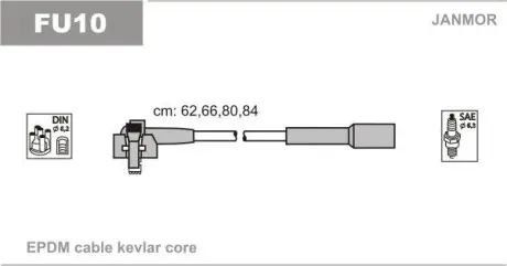 Комплект высоковольтных проводов Ford Escort, Fiesta, Orion 1,1.1,3-1,3 Janmor FU10