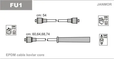 Комплект високовольтних проводів Ford Escort 1,1.1,3.1,4-1,4I.1,6-1,6 Janmor FU1