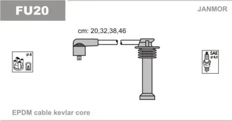 Високовольтні дроти Ford Focus 1,8I.2,0I.Mondeo 1,6I-2,0 (каучук) Janmor FU20