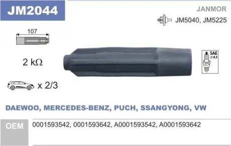 Наконечник свечи MB W124/202/210 SsangYong Mus Janmor JM2044
