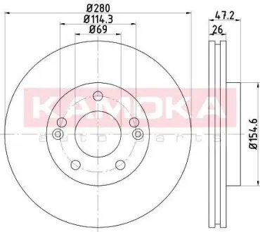Гальмiвний диск Hyundai Tucson 2.0 CRDi 04-/Kia Cee\'d 06- KAMOKA 1031040 (фото 1)