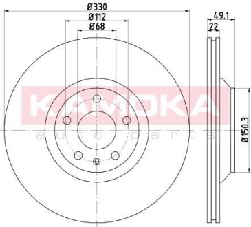 Гальмiвнi диски Audi A6 04-11 KAMOKA 1031041 (фото 1)