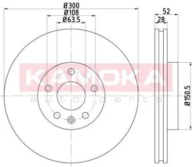 Гальмiвний диск FORD GALAXY 06-/MONDEO IV 07-/S-MAX 06-/VOLVO V70 III 07- KAMOKA 1031086