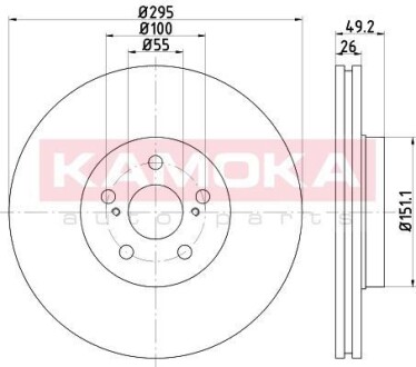 Гальмiвнi диски TOYOTA AVENSIS(T25) 03-08 KAMOKA 1031116