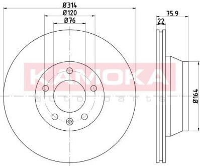 Гальмiвнi диски VW TOUAREG 02-10/MULTIVAN T5 03-/TRANSPORTER T5 03- KAMOKA 1031121