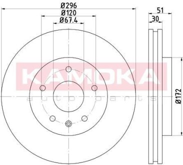 Гальмiвнi диски OPEL INSIGNIA 08- KAMOKA 103119 (фото 1)