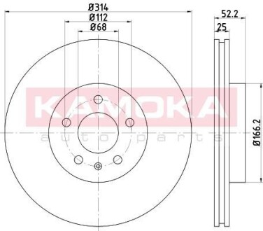 Гальмiвнi диски AUDI A4 07-/A5 07- KAMOKA 103137