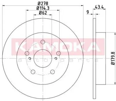 Гальмiвний диск FIAT SEDICI 06-/SUZUKI SX4 06- KAMOKA 103154