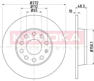 Тормозной диск AUDI A1 10-/A3 03-/SEAT ALTEA 04-/LEON 05-/SKODA OCTAVIA 04- KAMOKA 103171