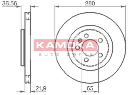 Гальмiвнi диски Audi A3/Seat Leon/Skoda Octavia/VW Bora/Golf IV 96-10 KAMOKA 1031856 (фото 1)