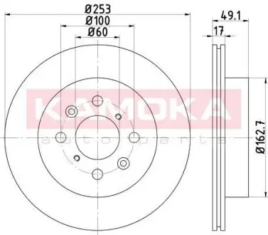 Тормозной диск OPEL AGILA 00-07/SUBARU JUSTY 03-/SUZUKI IGNIS 03- KAMOKA 103204