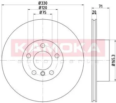 Гальмiвний диск BMW X3 (F25) 10-/X4 (F26) 14- KAMOKA 103220