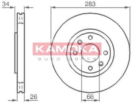 Гальмiвнi диски CITROEN BERLINGO 97-/C4 04-/C5 01-/PEUGEOT 307 03- KAMOKA 1032304 (фото 1)