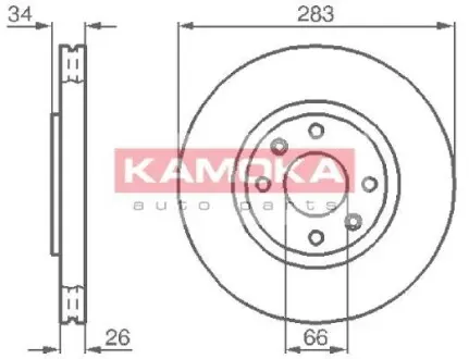 Гальмiвний диск CITROEN BERLINGO 97-/C4 04-/C5 01-/PEUGEOT 307 03- KAMOKA 1032304