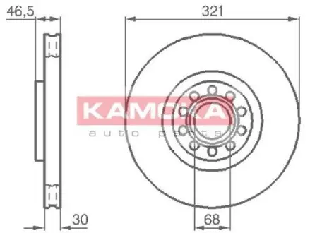 Тормозной диск AUDI A4 97-/A6 97-/SEAT EXEO 09- KAMOKA 1032332