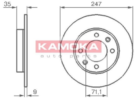 Гальмiвнi диски CITROEN BERLINGO 99-/C3 02-/PEUGEOT 307 00- KAMOKA 1032356