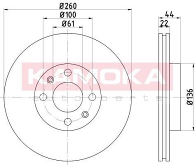 Гальмiвнi диски NISSAN MICRA (K12) 03-/NOTE 05-/TIDA 07-/RENAULT MEGAN II 02 KAMOKA 1032402