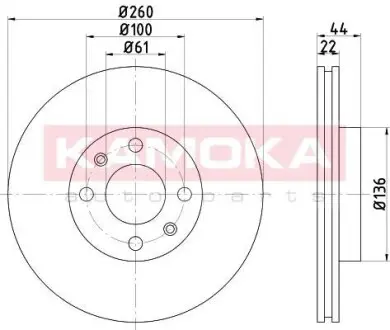 Тормозной диск NISSAN MICRA (K12) 03-/NOTE 05-/TIDA 07-/RENAULT MEGAN II 02 KAMOKA 1032402