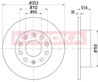 Тормозной диск Audi A3/Seat Leon/Skoda Octavia/VW Golf 04- KAMOKA 1032448