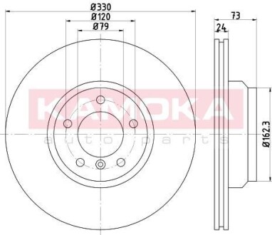 Гальмiвнi диски BMW 1 (E81/87) /3 (E90-93) 04-13/X1 (E84) 09-15 KAMOKA 103246 (фото 1)