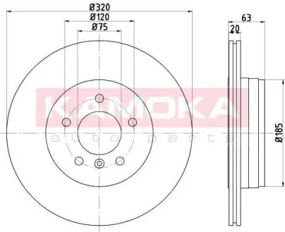 Тормозной диск BMW 5 (E60/E61) 03-10/6 (E63/E64) 04-10 KAMOKA 1032520 (фото 1)