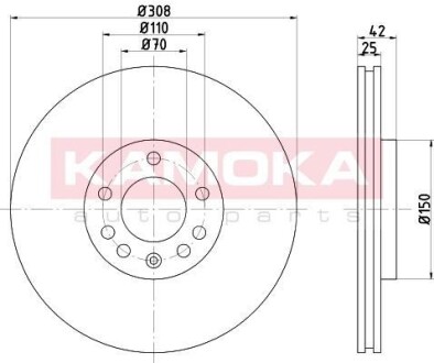 Гальмiвнi диски OPEL ADAM 13-/ASTRA H 05-/CORSA D 14-/MERIVA B 10- KAMOKA 103253