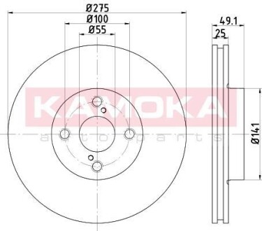 Гальмiвнi диски TOYOTA COROLLA (E12) 01-07 KAMOKA 103255