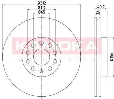 Гальмiвний диск VW Caddy III 04- KAMOKA 1032610 (фото 1)