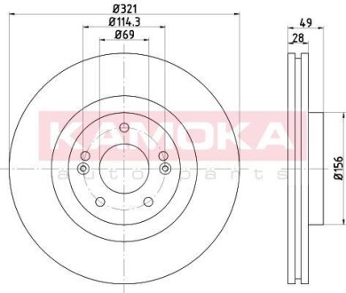 Гальмiвнi диски HYUNDAI SANTA FE 10-/KIA SORENTO II 09- KAMOKA 103291 (фото 1)