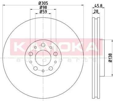 Гальмiвний диск FIAT DOBLO 10-/OPEL COMBO 12- KAMOKA 103294