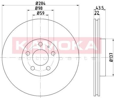 Гальмiвнi диски ALFA ROMEO 147 01-/156 97-05/FIAT DOBLO 10- KAMOKA 103312