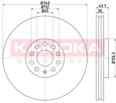 Тормозной диск SEAT LEON 13-/SKODA OCTAVIA 12-/GOLF VII 12-/PASSAT 10- KAMOKA 103313
