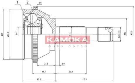 Комплект шарнiрний привiдного валу KAMOKA 6506