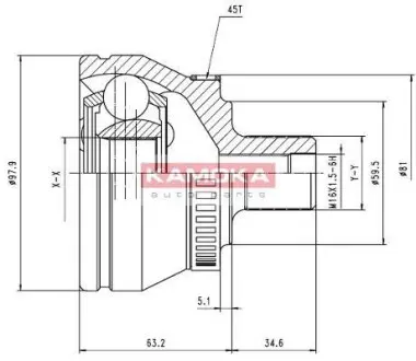 Комплект шарнiрний привiдного валу KAMOKA 6560